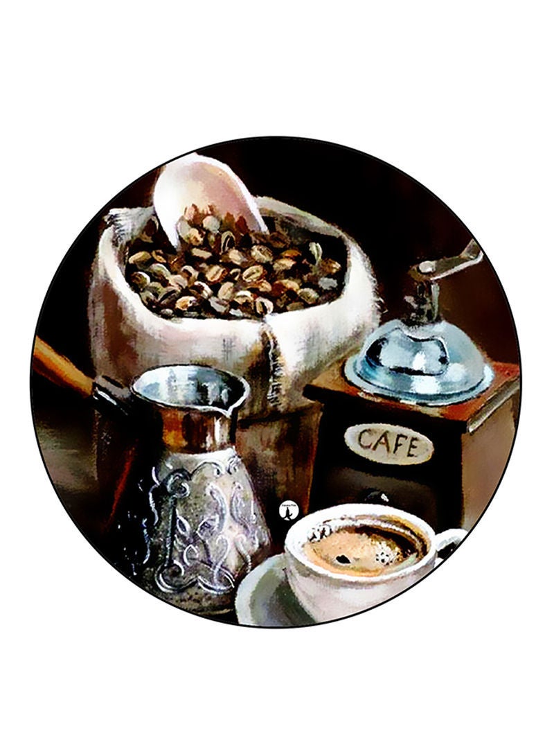 RKN Coffee Printed Mouse Pad  Round  Multicolour