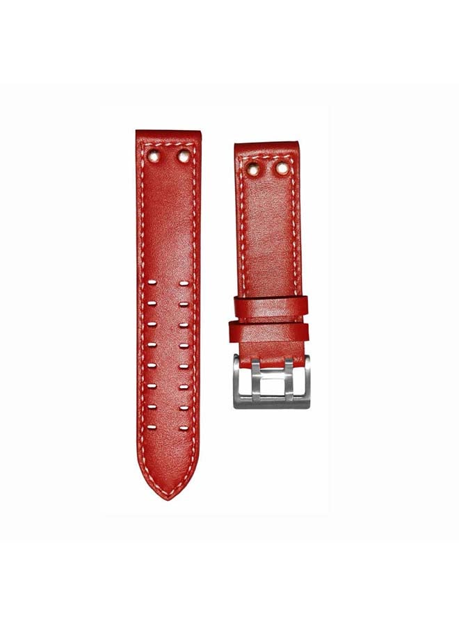 Perfii Genuine Leather Replacement Band with Buckle for Samsung Galaxy Watch3 41mm Red - Image 2
