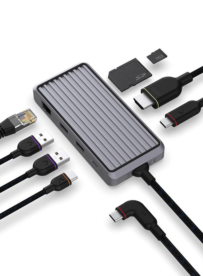 Unisynk USB-C Hub 8-in-1 with HDMI 4K@60Hz, 100W USB-C PD, 2 USB-A 3.0 ports, USB-C 3.0 port, Ethernet and SD/MicroSD Card slots, for MacBook, laptops, iPad, Android and more - Image 2