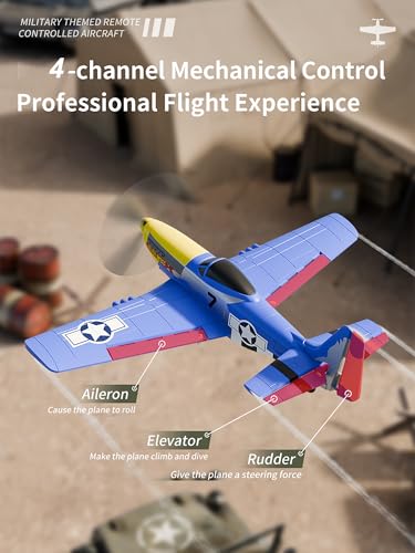 ANTSIR P51 RC Plane Remote Control Airplane 24GHZ with 6Axis Gyro StabilizerAileronElevatorRudder for Boys Adults BirthdayXmas Gift Age 12 Years and UP4CHP51B Razorback - Image 5