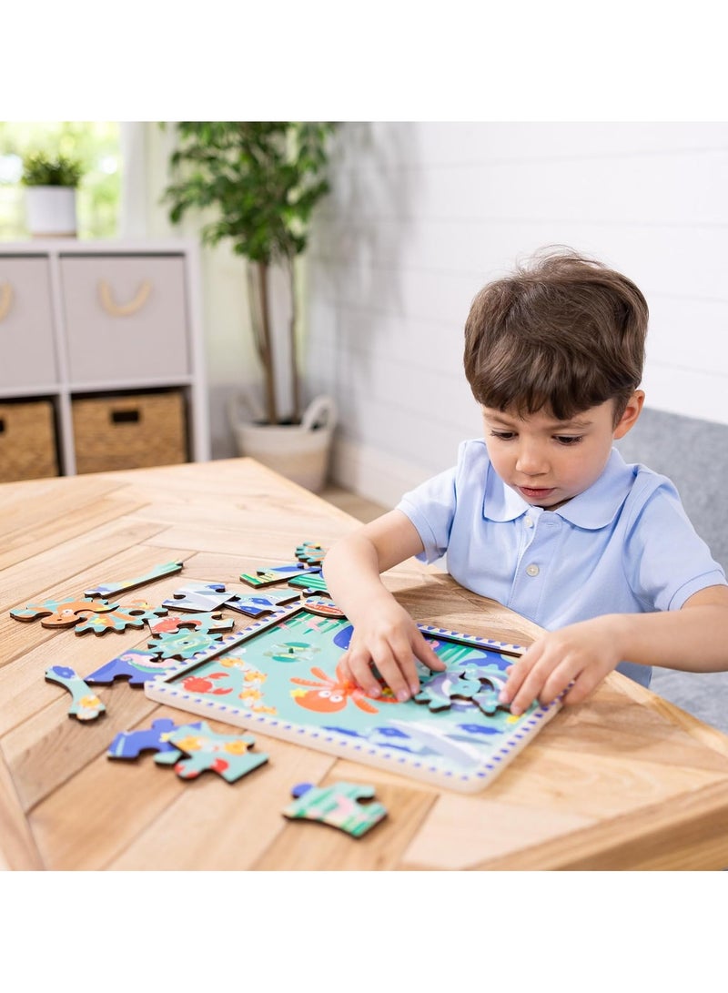Melissa & Doug Wooden Underwater Gear Puzzle â€“ 18-Piece Jigsaw with 3 Spinning Gears | Ocean-Themed Educational Toy for Kids Ages 3+ - Image 5