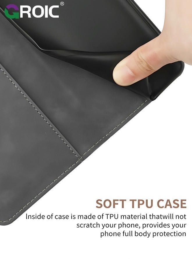 GROIC Green Wallet Flip Case for Samsung Galaxy S24 Ultra PU Leather with Card Slots Mobile Phone Cover Magnetica - Image 4