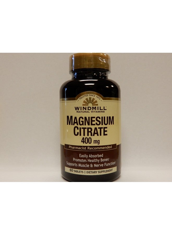 Windmill Natural Vitamins Magnesium Citrate 400mg 60 Tablets (Pack of 2)