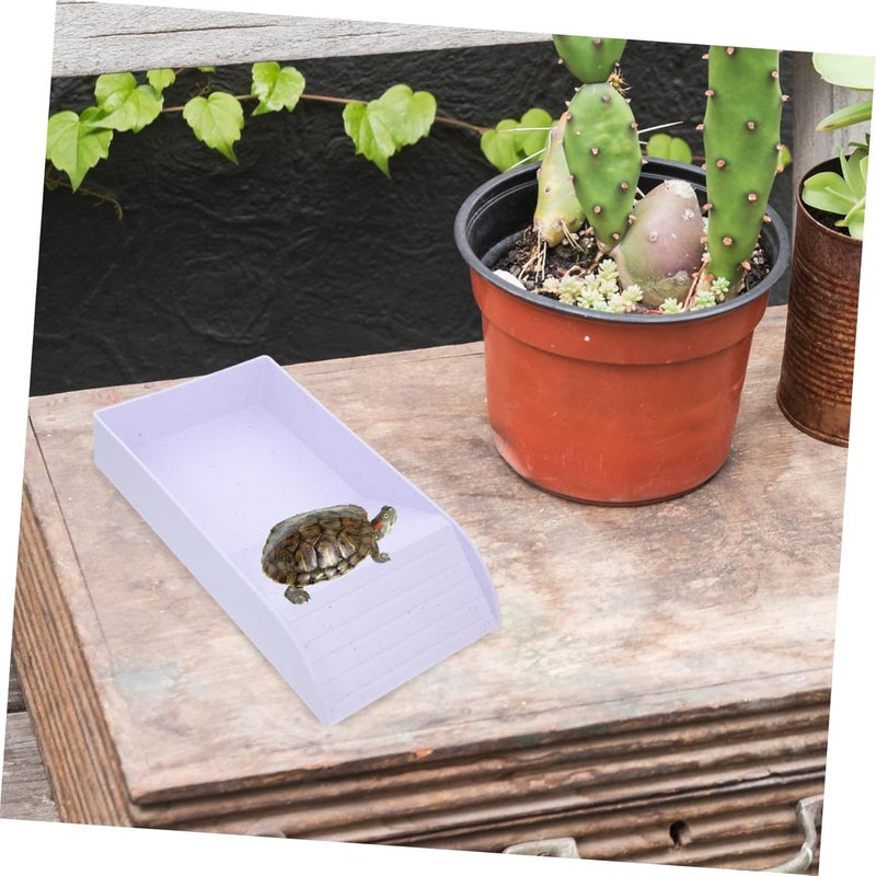 مواد متينة متنوعة حوض استحمام السلاحف من Abaodam مع منحدر تسلق، طبق ماء بلاستيكي للزواحف، وعاء تغذية، منصة تشمس خفيفة الوزن لتزيين حوض السلاحف والسحالي والأسماك تصميم عصري منتشر - Image 5