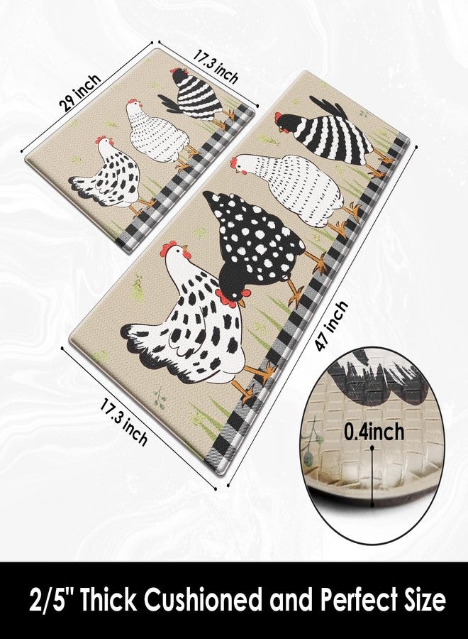 Nesphy Anti-Fatigue Rooster Kitchen Rug Set of 2 Cushioned Chicken Rug for Floor, Farmhouse Standing Mat Waterproof Non-Slip Mat PVC Ergonomic Comfort Foam Kitchen Decor - Image 4
