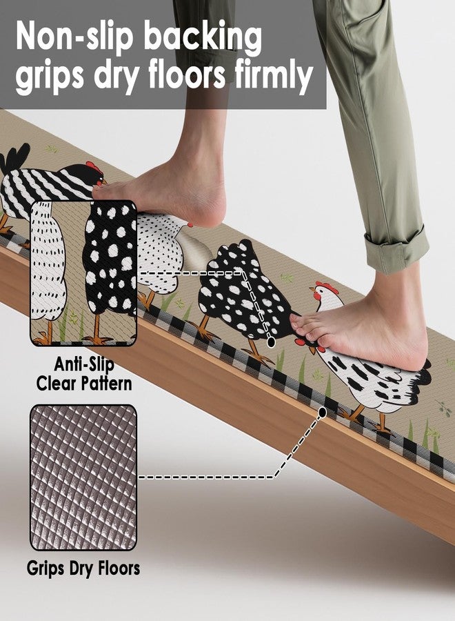 Nesphy Anti-Fatigue Rooster Kitchen Rug Set of 2 Cushioned Chicken Rug for Floor, Farmhouse Standing Mat Waterproof Non-Slip Mat PVC Ergonomic Comfort Foam Kitchen Decor - Image 3