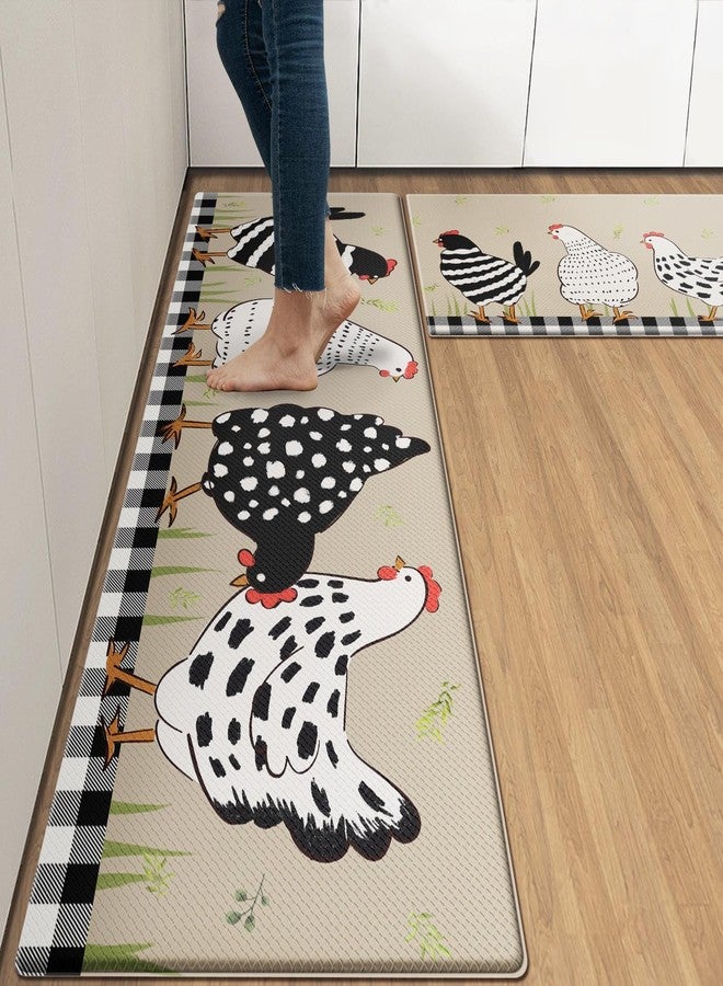 Nesphy Anti-Fatigue Rooster Kitchen Rug Set of 2 Cushioned Chicken Rug for Floor, Farmhouse Standing Mat Waterproof Non-Slip Mat PVC Ergonomic Comfort Foam Kitchen Decor - Image 2