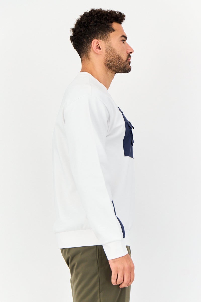 GIORDANO G-Motion Men Sportswear Fit Long Sleeves Outdoor Sweatshirt, White  - Image 3