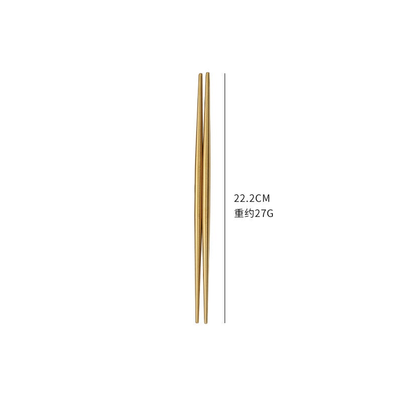 304 Stainless Steel Chopsticks Titanium Plated Set Household Japanese and Korean Style Anti-Slip Hotel Japanese Style Pointed Sushi Chopsticks Golden Sushi Chopsticks 