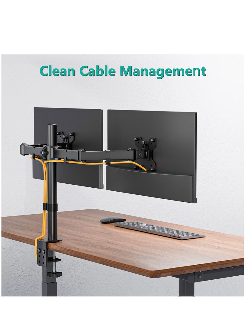 VSTAR - Dual Monitor Desk Mount,Dual Monitor Stand Holds 2 Monitors up to 33 inches, Fully Adjustable Dual Monitor Arm, VESA 75 * 75/100 * 100mm, Each Arm Holds up to 8 kg with C Clamp Base - Image 1