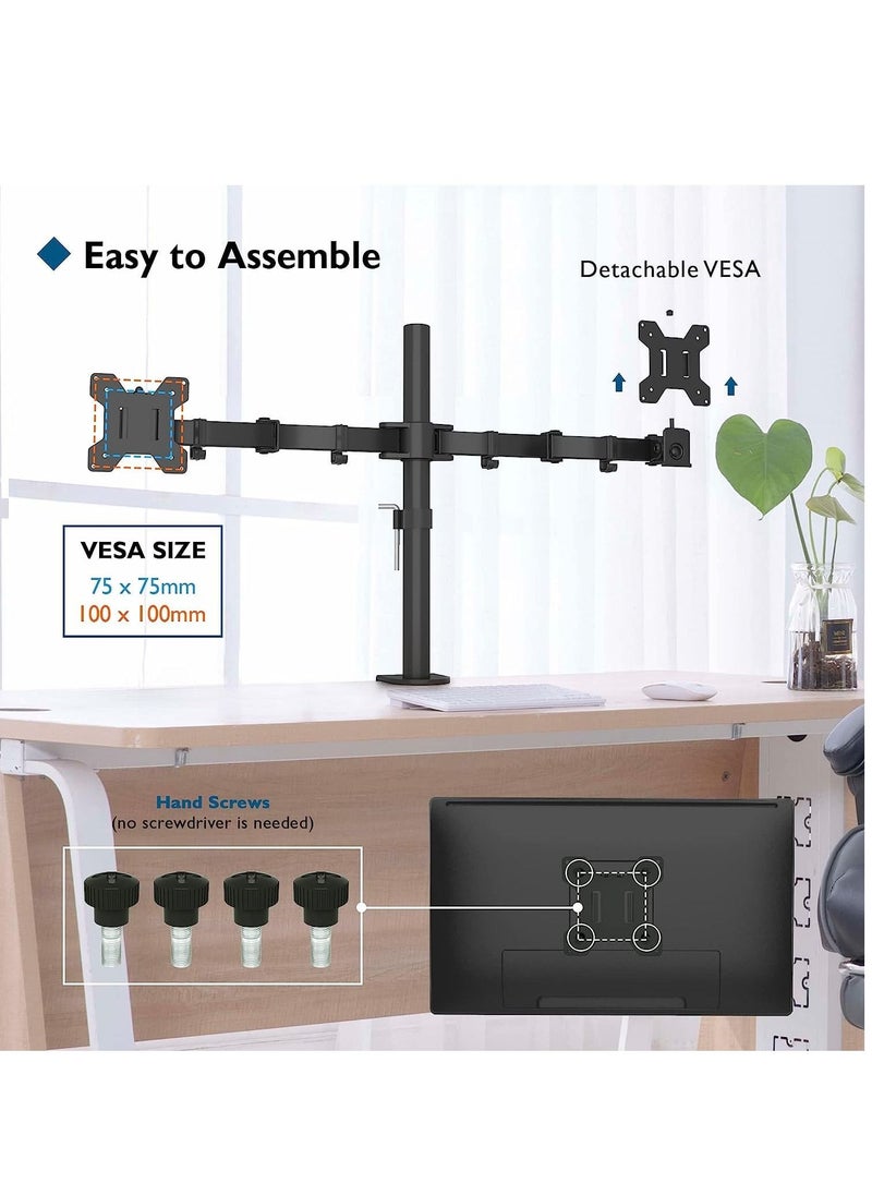VSTAR - Dual Monitor Desk Mount,Dual Monitor Stand Holds 2 Monitors up to 33 inches, Fully Adjustable Dual Monitor Arm, VESA 75 * 75/100 * 100mm, Each Arm Holds up to 8 kg with C Clamp Base - Image 1