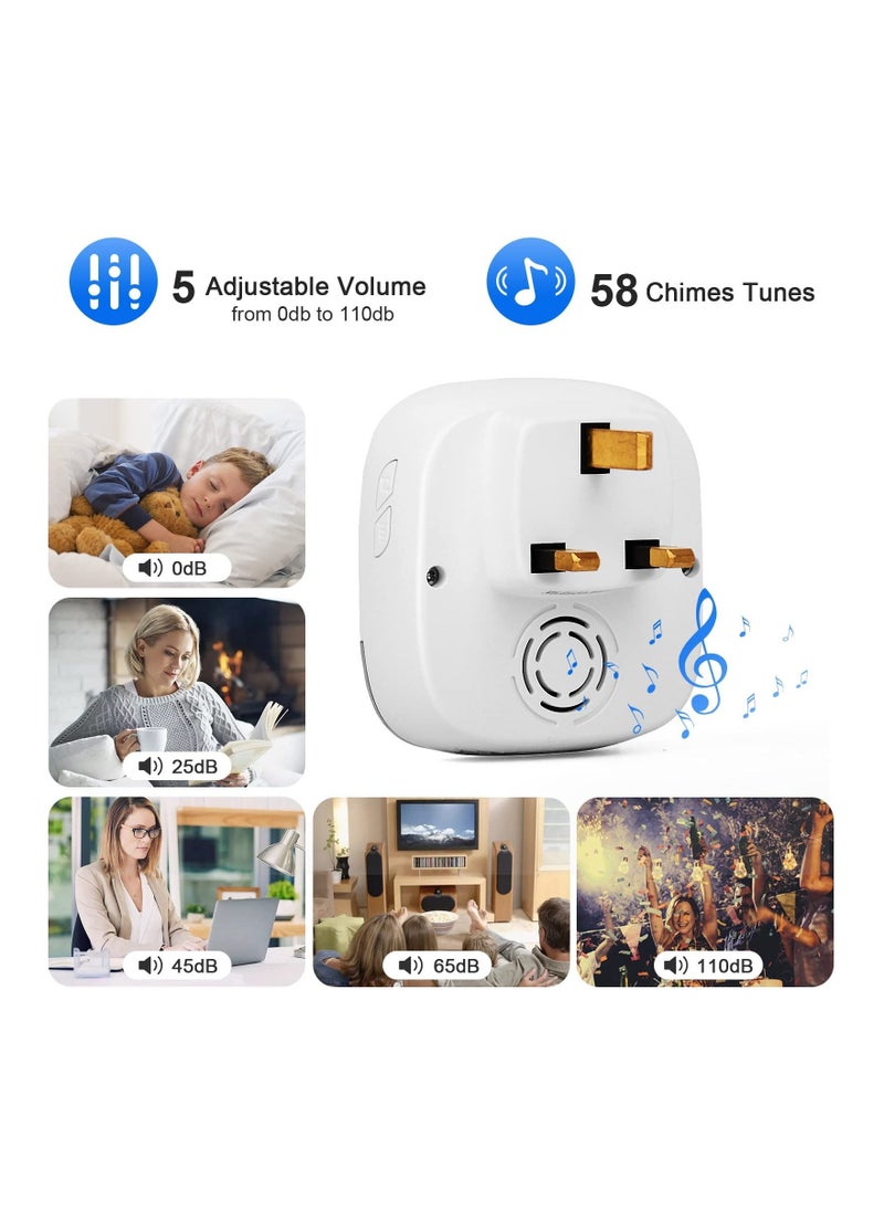 Wireless Doorbell Plug in Door Bells u0026 Chimes For Home Classroom Business Expandable Waterproof Door Chime Kits Battery Operated 58 Melodies 5 Levels Volume 850 Ft Range - Image 3