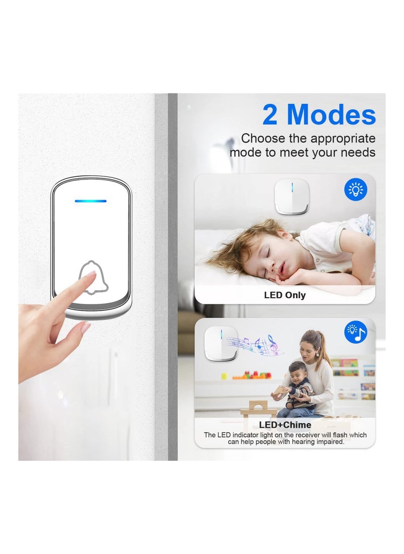 Wireless Doorbell Plug in Door Bells u0026 Chimes For Home Classroom Business Expandable Waterproof Door Chime Kits Battery Operated 58 Melodies 5 Levels Volume 850 Ft Range - Image 2