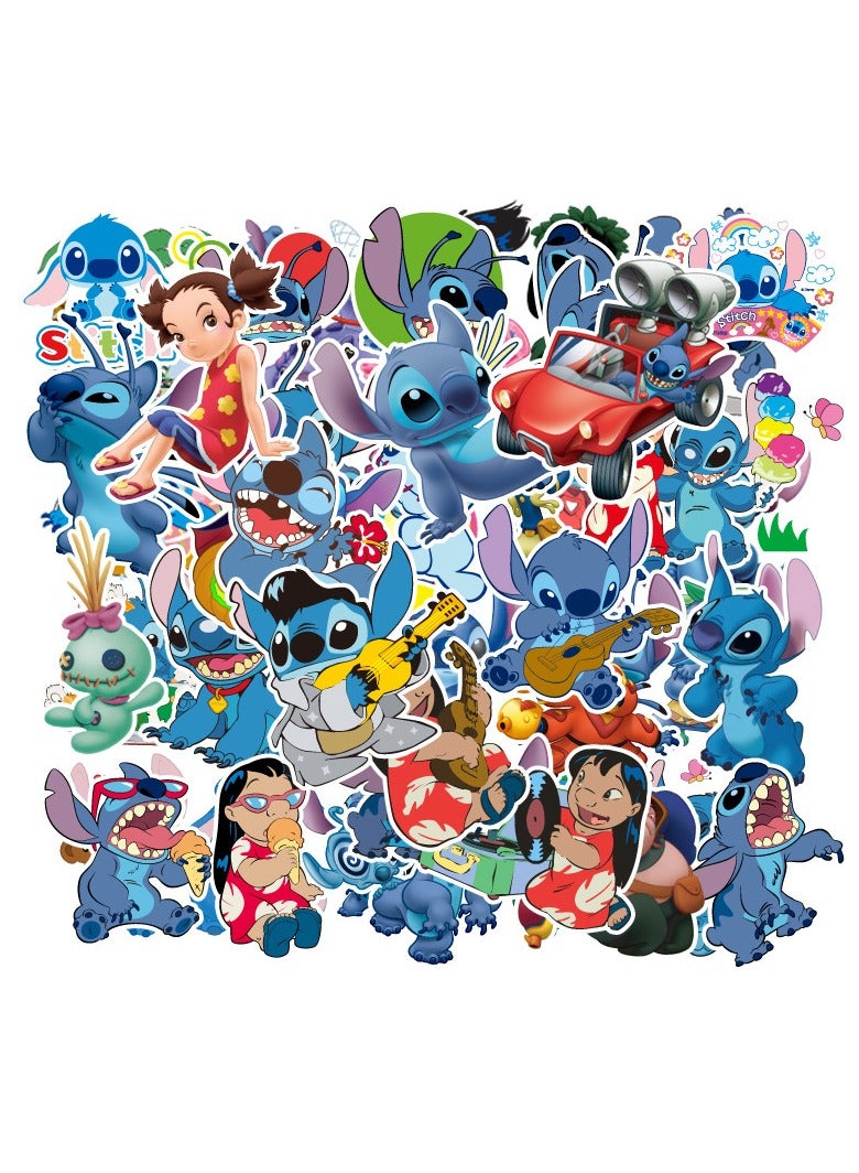 Stitch & Bean 50 قطعة الاستوائية الغريبة ملصقا مجموعة - جميل الوحش الأزرق ملصقا لغرفة المراهق ، ودائم ديي ملصقا جماليا على خزان المياه ، والتكنولوجيا والمعدات والأمتعة - Image 1