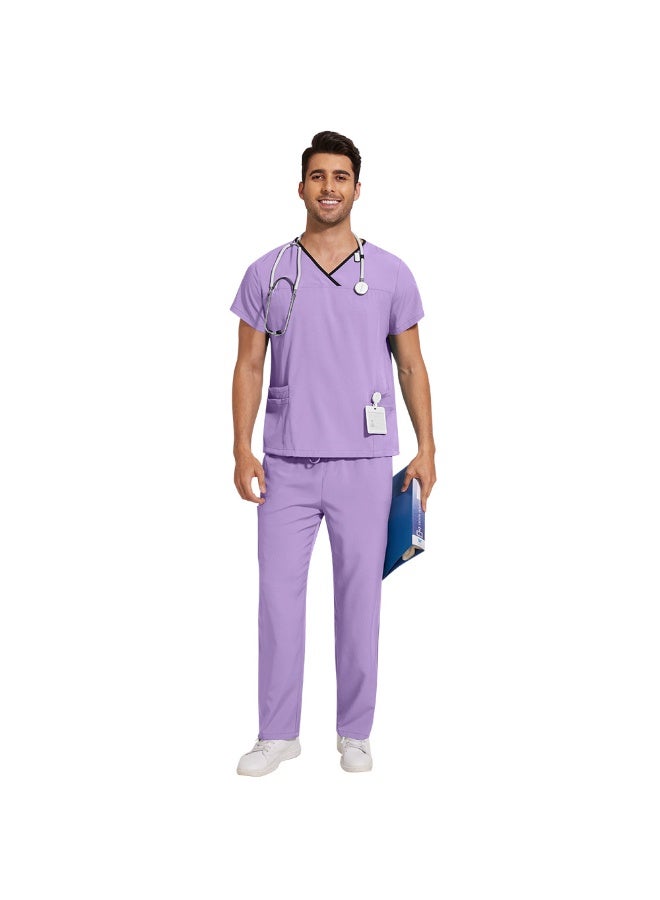 NIBEMINENT Surgical Uniforms Lab Workwear Clothes Nurse Scrubs Set Men Nurse Accessories Medical Uniform Surgical Dental Clinical Top Pants - Image 1