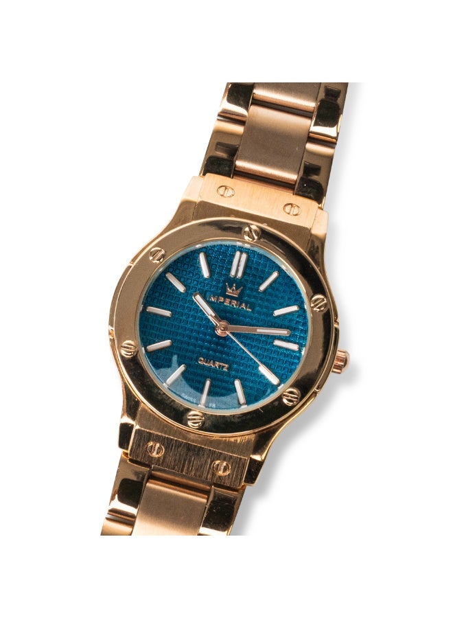 IMPERIAL Women's Rose Gold Stainless Steel Watch, Blue Dial, Y121 Movement, Butterfly Clasp, 3ATM Watch for Women | IMP.GD6637L7484 - Image 3