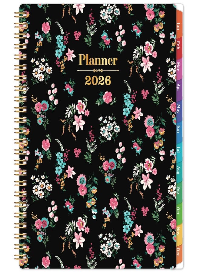 Pinchoco 2026 Planner - Planner 2026 Weekly and Monthly, January 2026 - December 2026, 9” x 11”, 2026 Calendar Planner with Colorful Tabs, Back Pocket, Twin-wire Binding - Floral - Image 1