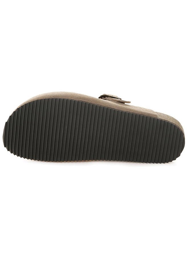Intini Womens Suede Clogs Mens Genuine Leather Mules Cork Footbed Sandals with Arch Support, Sand, 12 Women/11 Men - Image 5