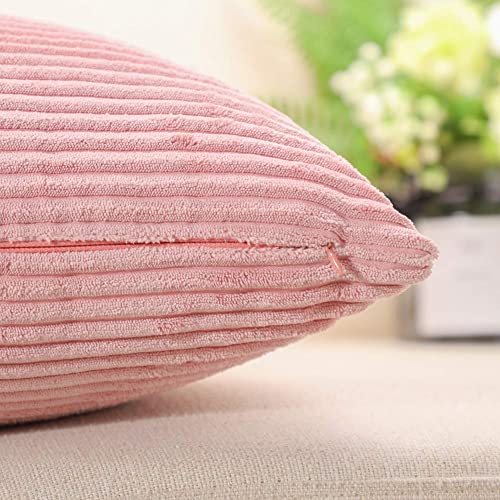 Guffaw / Corduroy/Stripped/Luxury Cushion Covers Standard Size 16"X16" Inches (Peach, 1), 340 TC - Image 2
