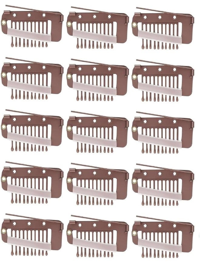 Rinpoche Wig No Sewing Chunni Grip Dupatta Headscarf Clips 10-Teeth Hair Extension Snap Clips Invisible Strong Wig Combs to Secure for Women's (Silver) (Pack Of 6) - Image 1