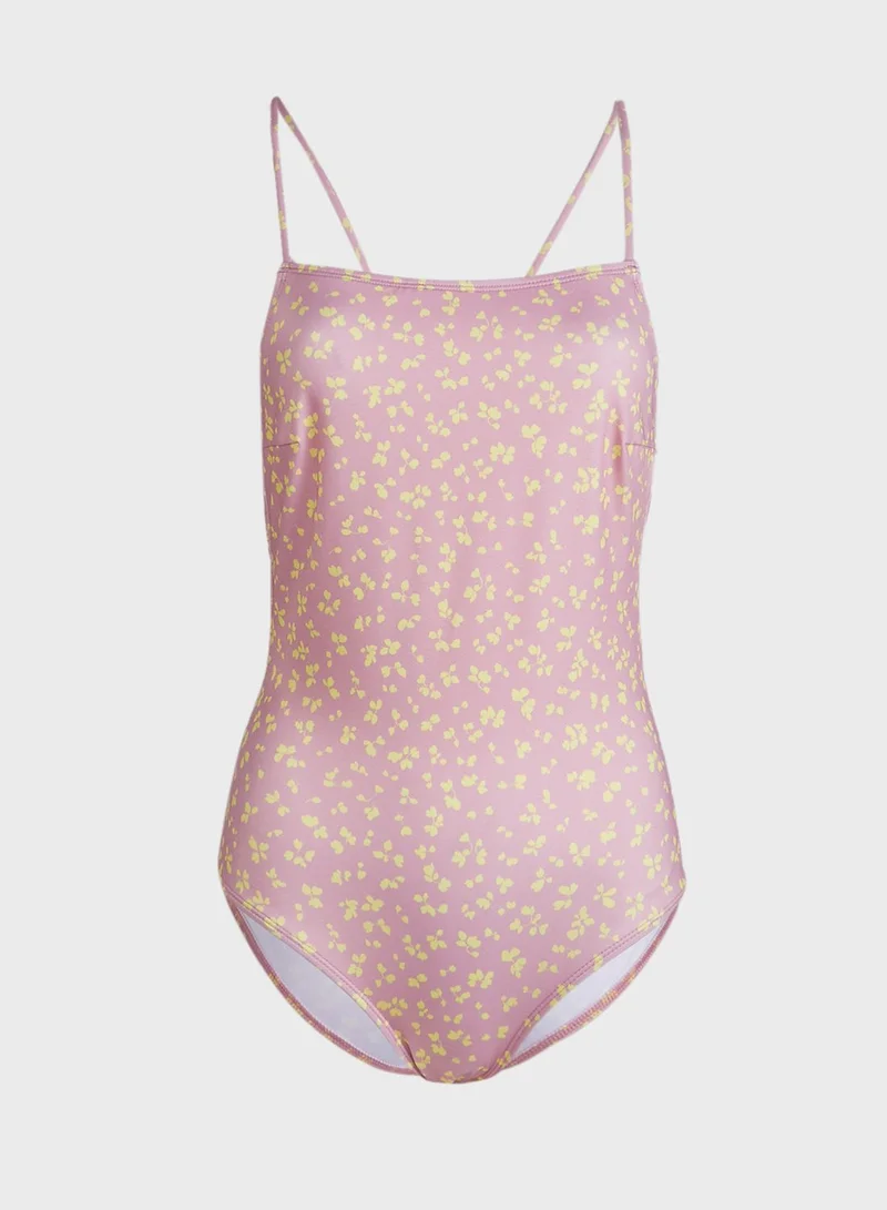 French Connection Printed High Leg Swimsuit
