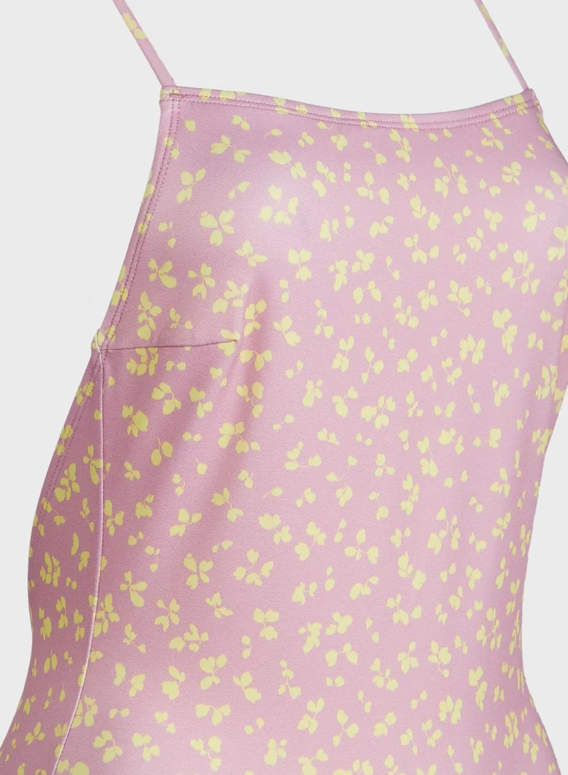 French Connection Printed High Leg Swimsuit