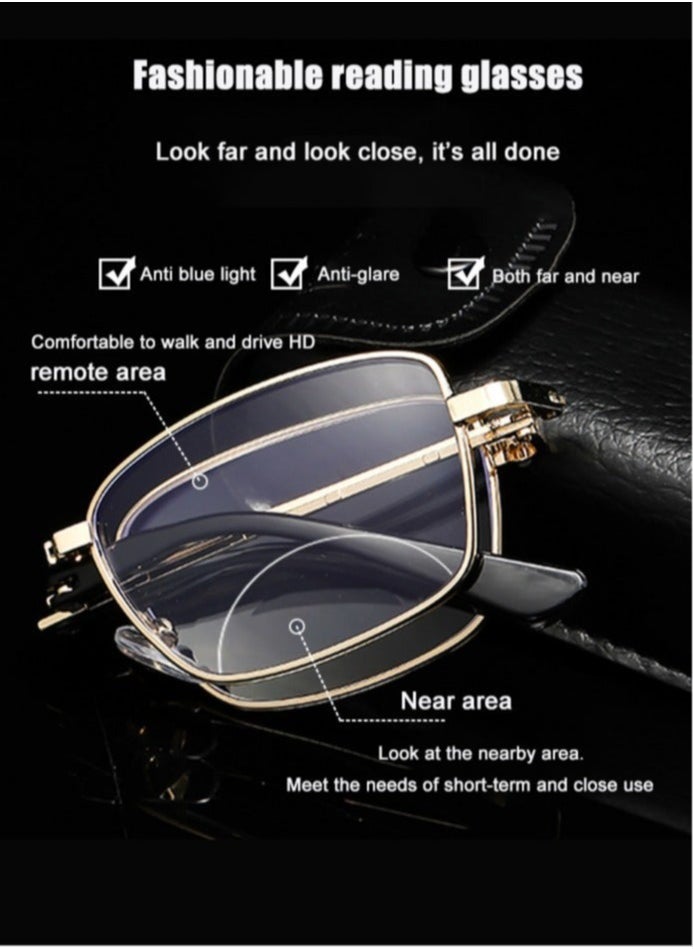Gasin Folding Reading Glasses, Anti-Blue Light Glasses, Bifocal Far and near Dual-Use Unisex Glasses  - Image 4