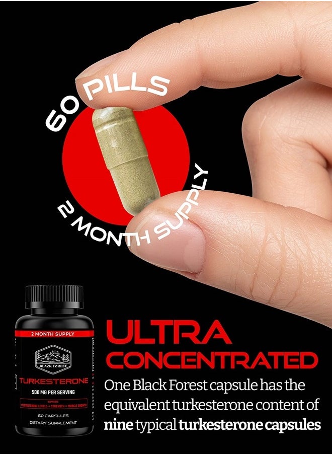 Black Forest - Turkesterone Supplement 500mg Capsule (Max Purity 95% Extract) 2 Months Supply (500mg Turkesterone from 526mg of Ajuga Turkestanica) Similar to Ecdysterone for Strength & Muscle Growth - Image 1