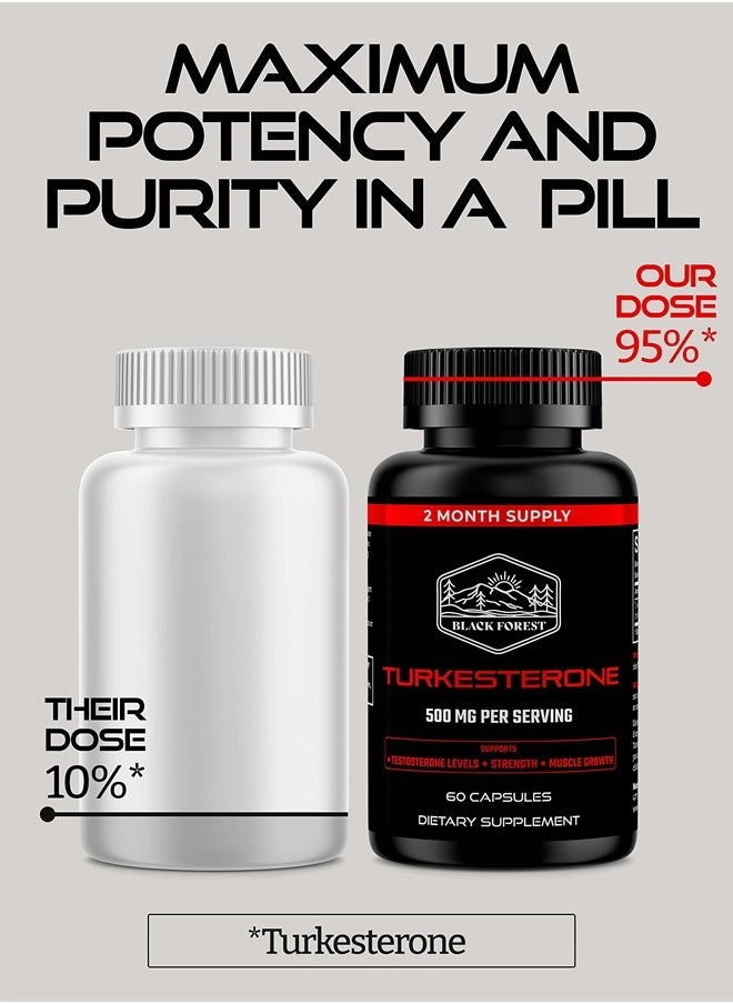 Black Forest - Turkesterone Supplement 500mg Capsule (Max Purity 95% Extract) 2 Months Supply (500mg Turkesterone from 526mg of Ajuga Turkestanica) Similar to Ecdysterone for Strength & Muscle Growth - Image 1