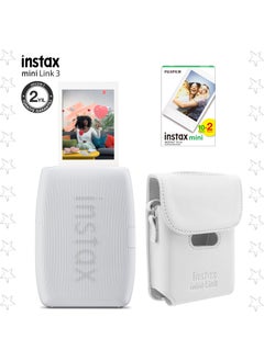 FUJIFILM Instax Mini Link 3 White Smartphone Printer White Bag and 20 Rolls of Mini Film  - Image 1