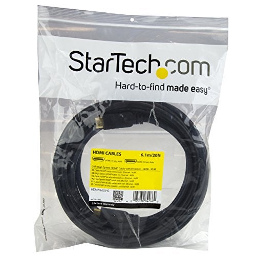 StarTech.com 20ft HDMI Cable - 4K High Speed HDMI Cable with Ethernet - 4K 30Hz UHD HDMI Cord - 10.2 Gbps Bandwidth - HDMI 1.4 Video / Display Cable M/M 28AWG - HDCP 1.4 - Black (HDMIMM15HS) - Image 3