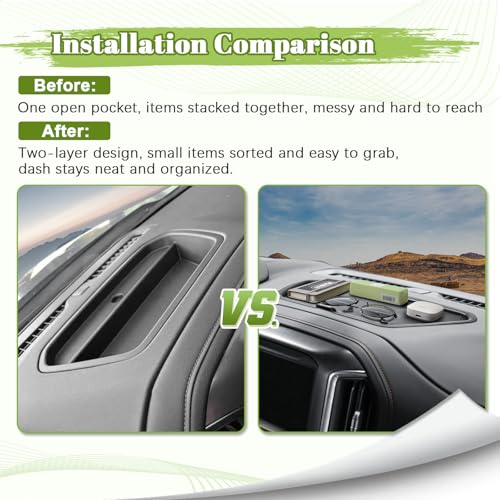 HGWEI Dash Storage Tray Compatible with (2019-2026) Chevy Silverado/GMC Sierra 1500 & (2020-2026) Silverado/Sierra 2500HD 3500HD Accessories - Center Console Dashboard Organizer Insert Divider, Black - Image 5