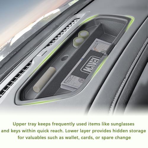 HGWEI Dash Storage Tray Compatible with (2019-2026) Chevy Silverado/GMC Sierra 1500 & (2020-2026) Silverado/Sierra 2500HD 3500HD Accessories - Center Console Dashboard Organizer Insert Divider, Black - Image 4