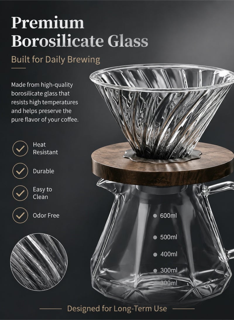 DUNELIFE Coffee Filter Set Coffee Filters And Coffee Pots 600ml - Image 3
