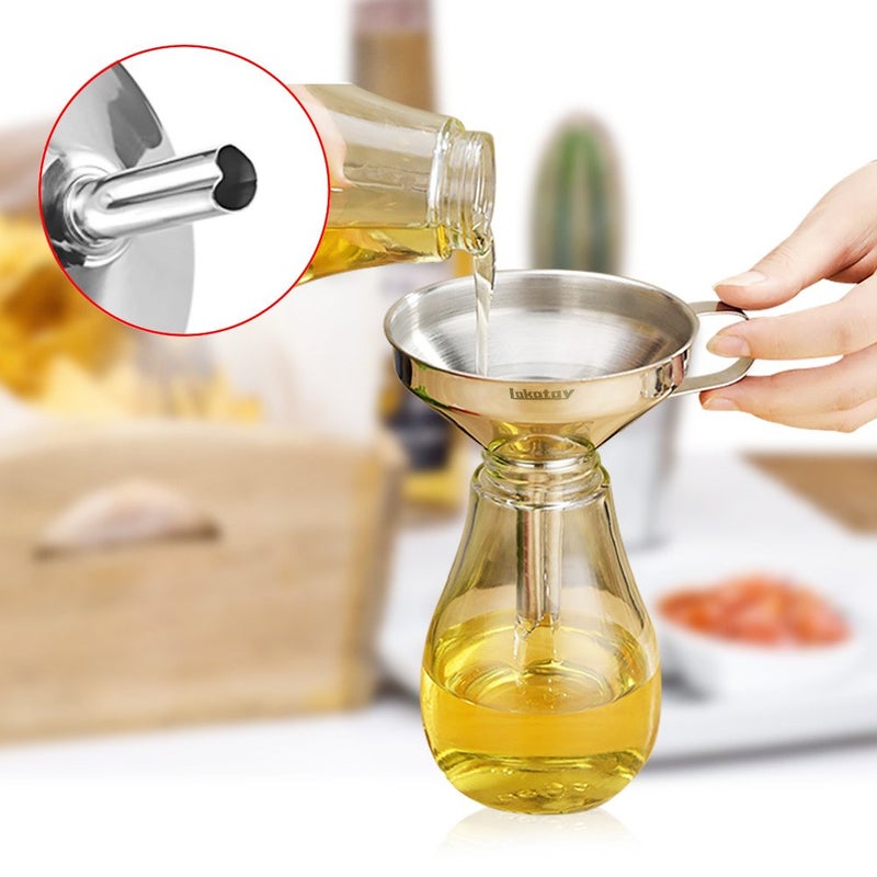 Lakatay 5-Inch Food Grade Stainless Steel Kitchen Funnel with Strainer Filter for Transferring of Liquid Dry Ingredients and Metal Cooking Funnelâ€”Silver - Image 3