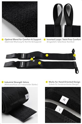 Fitgriff® Lifting Straps & Wrist Wraps (Bundle) Superior Support for Weightlifting & Gym Workouts - for Men and Women (Full Black) - Image 3