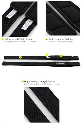 Fitgriff® Lifting Straps & Wrist Wraps (Bundle) Superior Support for Weightlifting & Gym Workouts - for Men and Women (Full Black) - Image 5