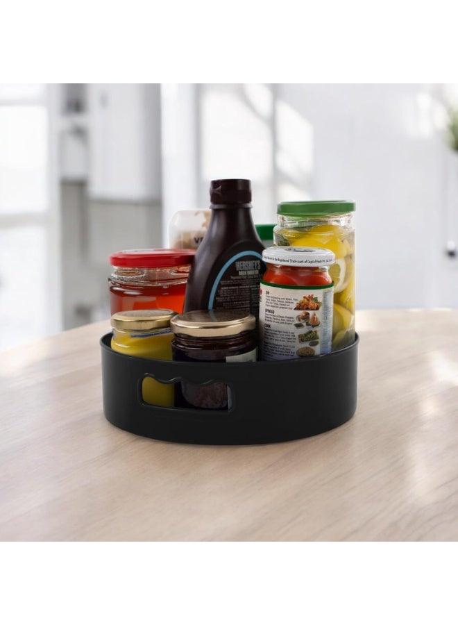 HomeWiz منظم مطبخ HomeWiz دوار بزاوية 360 درجة | صينية دوارة سلسة الحركة (Lazy Susan) | منظم لرف التوابل | منظم وحامل لمستحضرات التجميل | متعدد الاستخدامات لأسطح المطبخ وطاولات الطعام | اللون: أسود - Image 3