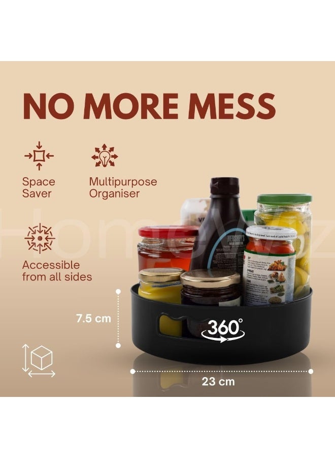 HomeWiz منظم مطبخ HomeWiz دوار بزاوية 360 درجة | صينية دوارة سلسة الحركة (Lazy Susan) | منظم لرف التوابل | منظم وحامل لمستحضرات التجميل | متعدد الاستخدامات لأسطح المطبخ وطاولات الطعام | اللون: أسود - Image 4