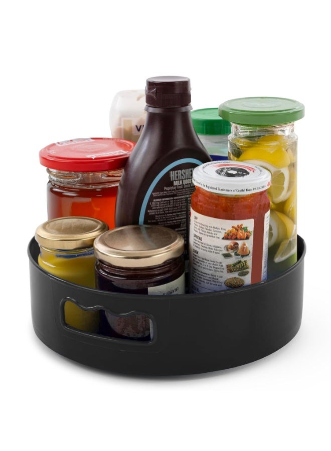 HomeWiz منظم مطبخ HomeWiz دوار بزاوية 360 درجة | صينية دوارة سلسة الحركة (Lazy Susan) | منظم لرف التوابل | منظم وحامل لمستحضرات التجميل | متعدد الاستخدامات لأسطح المطبخ وطاولات الطعام | اللون: أسود - Image 1