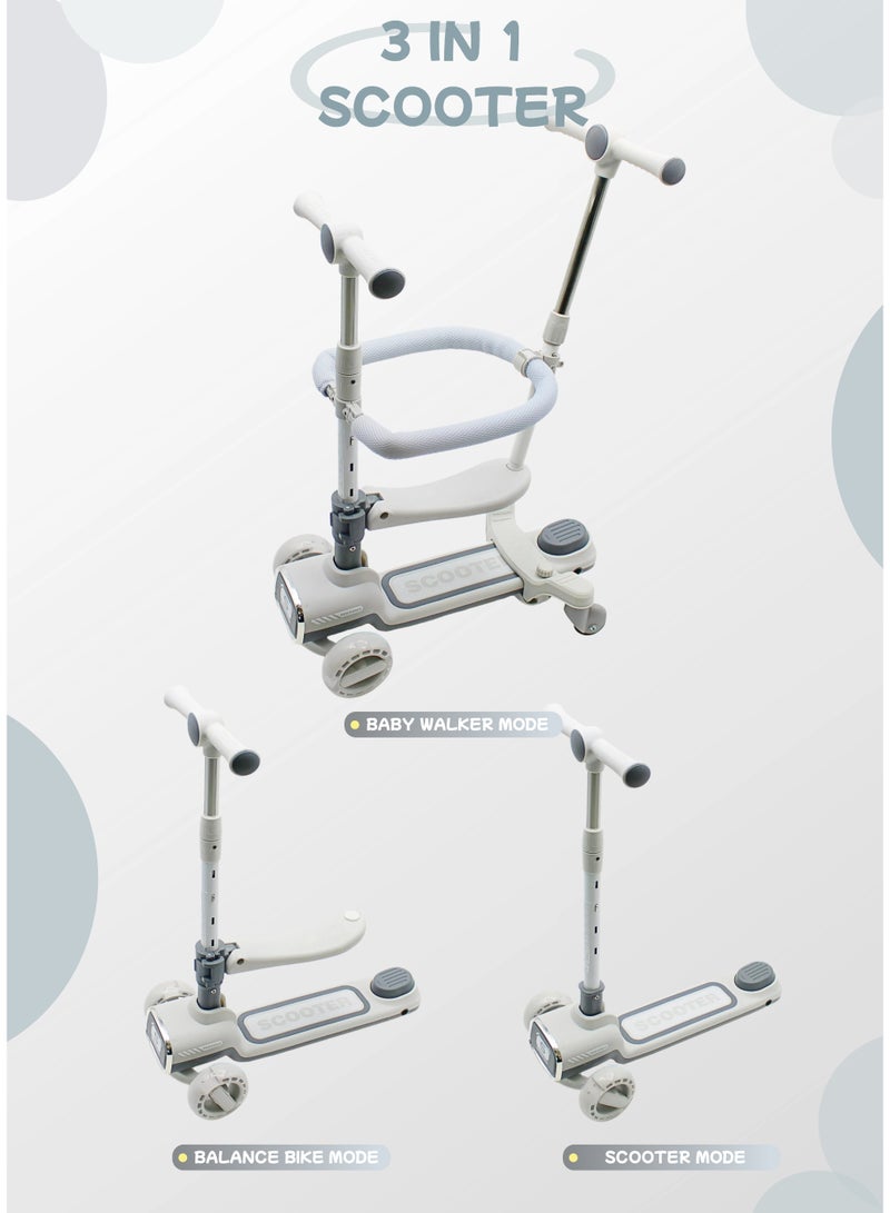 إيزي فيتشور سكوتر ركل سهل الاستخدام 4 في 1 للأطفال الصغار مع مقعد، سكوتر ثلاثي العجلات قابل للطي للأطفال، قضيب دفع للوالدين وسياج للأطفال 360 درجة، سكوتر آمن للأولاد والبنات من عمر 1 إلى 12 عامًا بما في ذلك مجموعة معدات الحماية الكاملة - Image 2