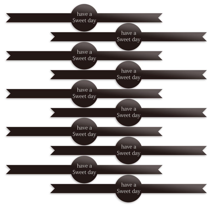 ANZKA 50 pcs Self-Adhesive Dessert Cup Sticker - 3.15x0.6 Inch Black Long Cake Decorative Seal Labels for Desserts, Cakes, Ice-Creams, Frosted Texture Premium DIY Packaging Protection - Image 1