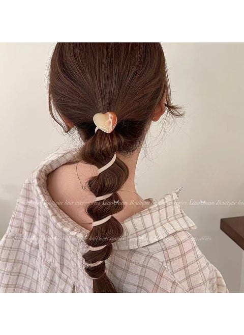 Chic Love Heart Jelly Spiral Hair Tie - Transparent, Boho-Chic Style For Women & Girls | Versatile All-Season Accessory(Milk Tea Color)