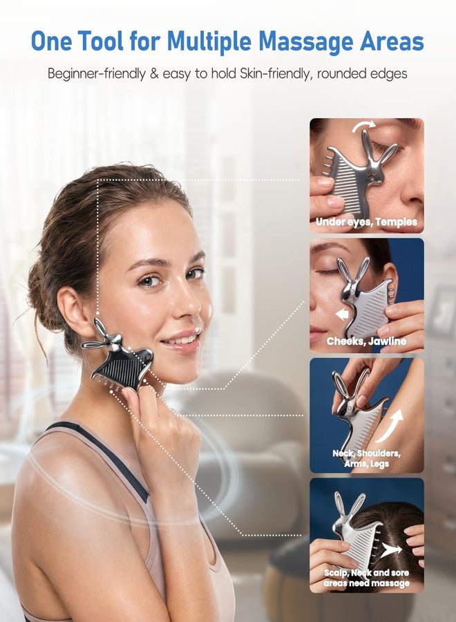 Amirce Stainless Steel Gua Sha with Comb Teeth for Face and Head Massage - Image 3
