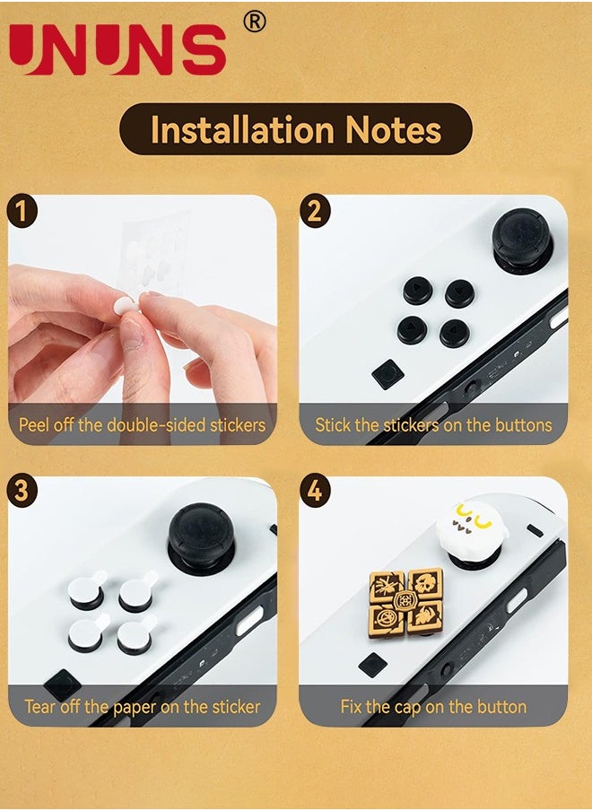 UNUNS - UNUNS Cross D-Pad Button Caps Luminous Silicone Thumb Grips Set, ABXY Buttons Sticker Joystick Cover Caps Compatible with Nintendo Switch/OLED Controller-Wizarding World - Image 1