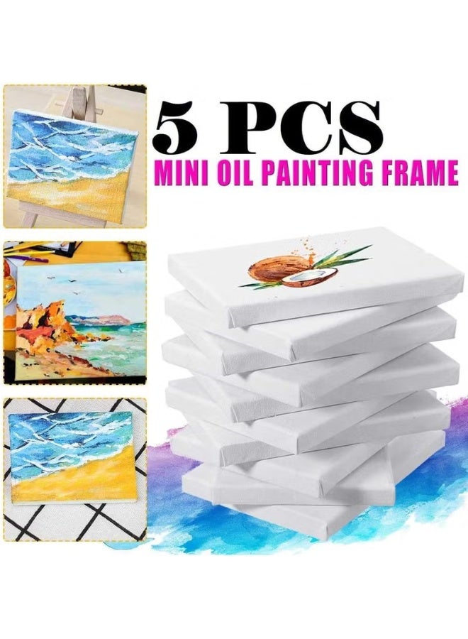 ARS 5 Pcs Blank Framed Canvas Panels, Mini Canvas Panels, White - this premium-quality canvas 100% Cotton Artist Canvas  Cotton Stretched Canvas with Pre Stretched Frame, High Tensile Strength, for Painting Craft Drawing Small Acrylics Canvas, - Image 2