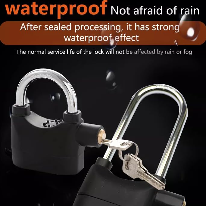 VOLO Alarm Security Lock – Motion Sensor, 110dB Siren Alert, Heavy-Duty Anti-Theft Padlock with 3 Keys, Weather-Resistant Heavy Body for Bikes, Gates, Doors, Sheds | Black - Image 2