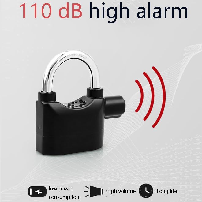 VOLO Alarm Security Lock – Motion Sensor, 110dB Siren Alert, Heavy-Duty Anti-Theft Padlock with 3 Keys, Weather-Resistant Heavy Body for Bikes, Gates, Doors, Sheds | Black - Image 5