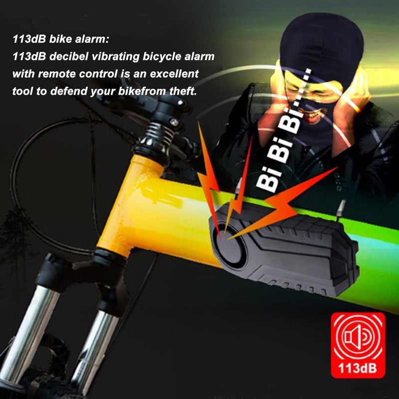 7 Sensitivity Levels and 50m Range Vibration Alarm with 113dB Output and Remote Control - IP55 Rating and PC ABS Housing - Compatible with Motorcycle Scooter and Electric Bike - Image 2