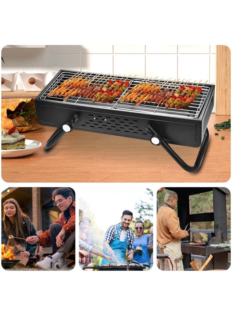 DubaiGallery BBQ Grill, Folding Wood Grill - Portable Folding Charcoal Grill, Smokeless | Large Charcoal BBQ Grills, Stainless Steel BBQ Grill with Large Grill Surface for Tailgating, Camping - Image 3